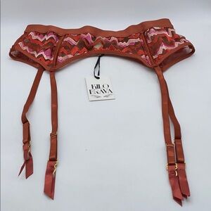 Kilo Brava Zigzag Embroidered Garter Belt Lingerie Size Large